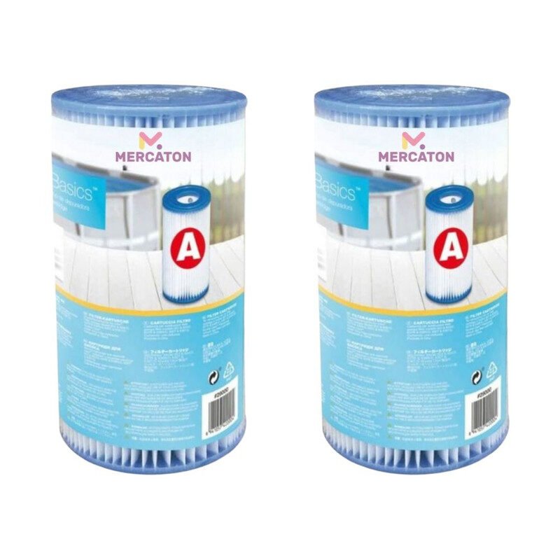 Set 2 buc Filtru de forma cilindrica pentru pompe de piscina de la 2.006l/h la 5.678l/h, Echivalentul Filtru Tip A 29000, 20 x 5 cm