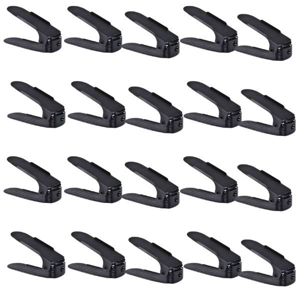 Set 20 buc, Organizator, Suport Mercaton pentru Incaltaminte, Reglabil 3 Pozitii, Dublare Spatiu Depozitare, 6×25.5×11/17 cm, Negru
