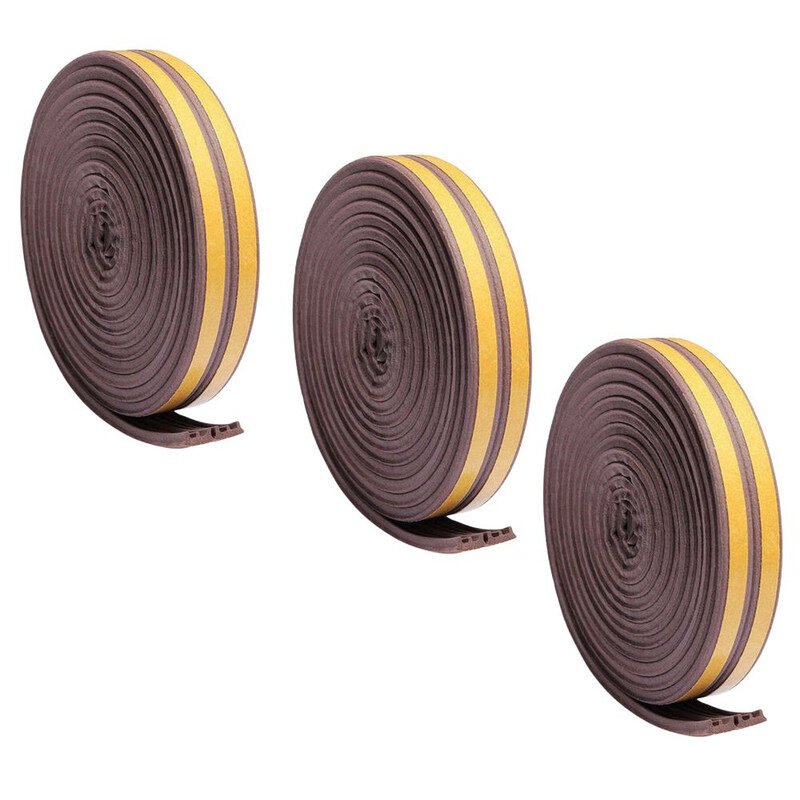 Set 3 buc, Banda autoadeziva pentru etansarea usilor si ferestrelor, Profil E, 9mm x 4mm, Rezistenta UV, Cauciuc EPDM, 6 m, Maro