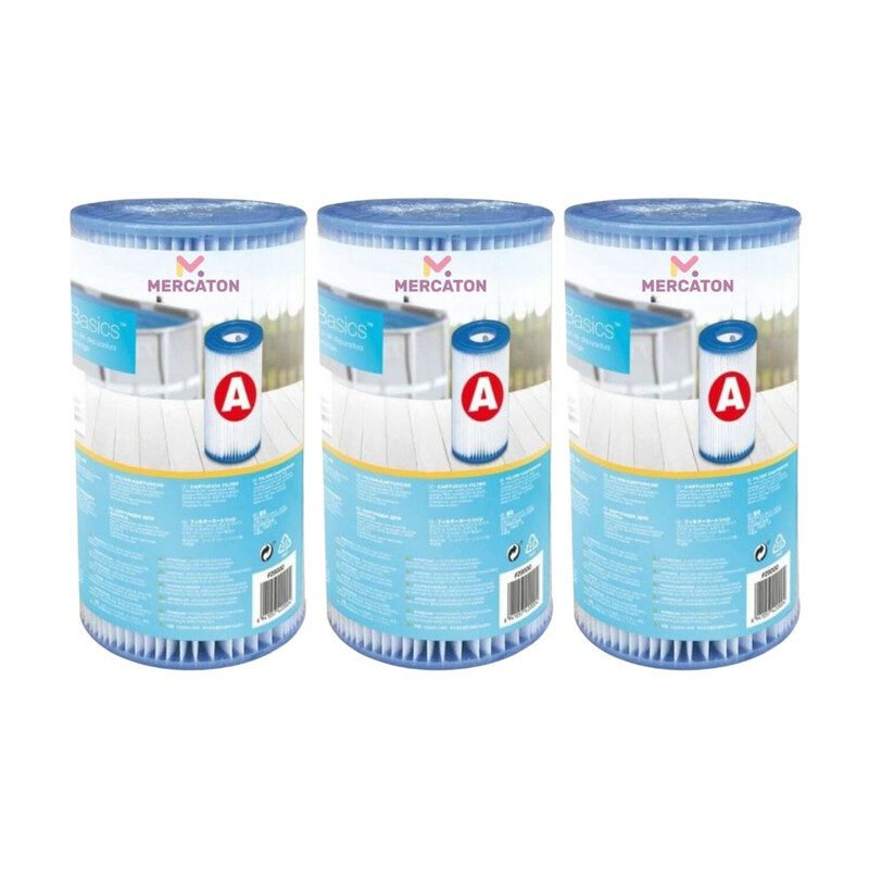 Set 3 buc Filtru de forma cilindrica pentru pompe de piscina de la 2.006l/h la 5.678l/h, Echivalentul Filtru Tip A 29000, 20 x 5 cm