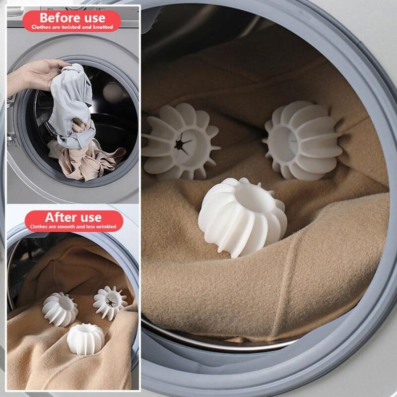 Set 4 bile reutilizabile MagicBall pentru masina de spalat, previne incurcarea si uscarea rapida a hainelor, 4.5 x 3 cm