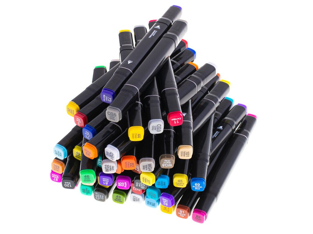 Set 48 Markere cu 2 Capete si Geanta de Depozitare, Contin Alcool, 15 cm, Multicolor, 14 x 11 x 17.5 cm