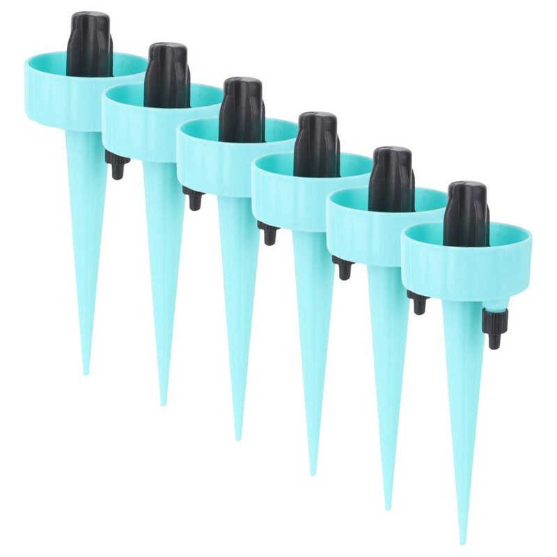 Set 6 Picuratoare cu Valva pentru Irigare Plante de Interior, Debit de Apa Reglabil, PP, 16.5 cm