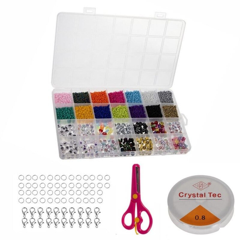Set creativ pentru copii, 10000 elemente decorative pentru creare bratari si bijuterii colorate, 24 x 12 x 2 cm, Ani 8+, Multicolor