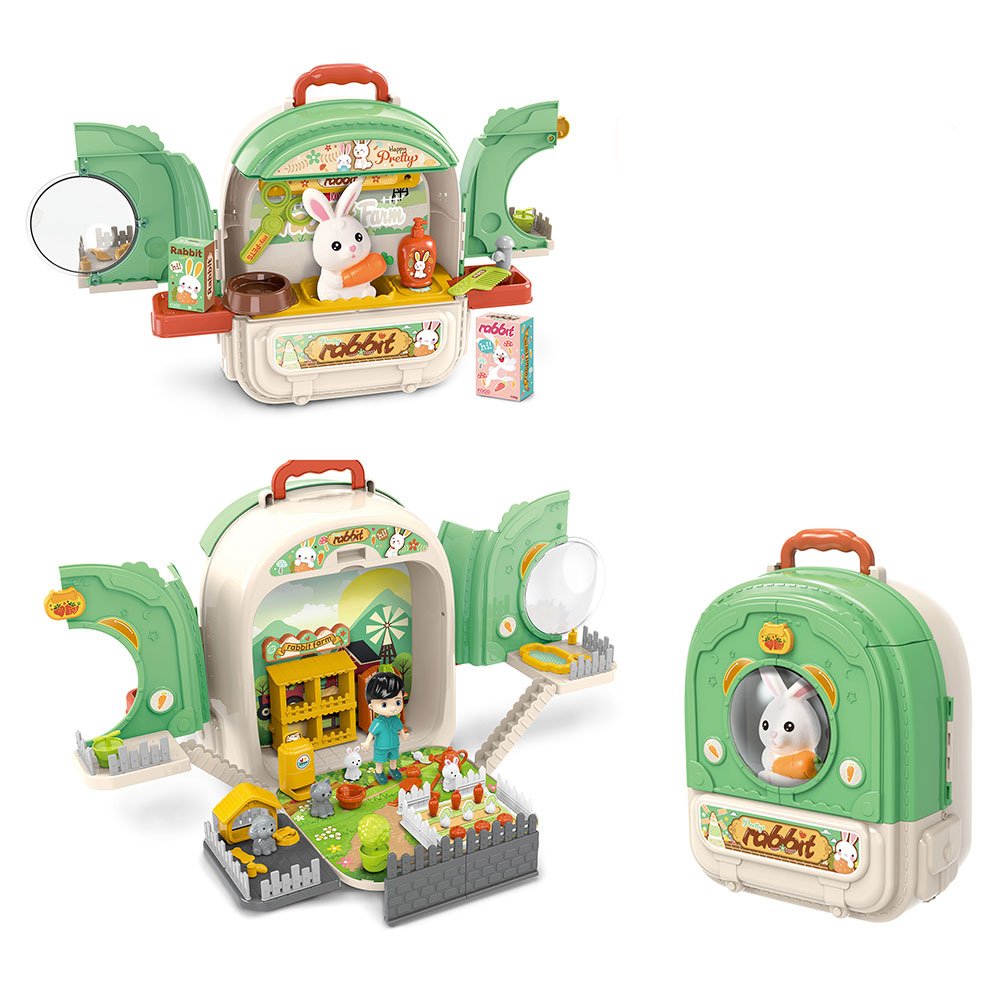 set ghiozdan jucarie 3 in 1 rovo 999-2, iepuras, fermier, accesorii incluse 1 Set ghiozdan jucarie 3 in 1 Rovo 999-2, Iepuras, Fermier, Accesorii incluse