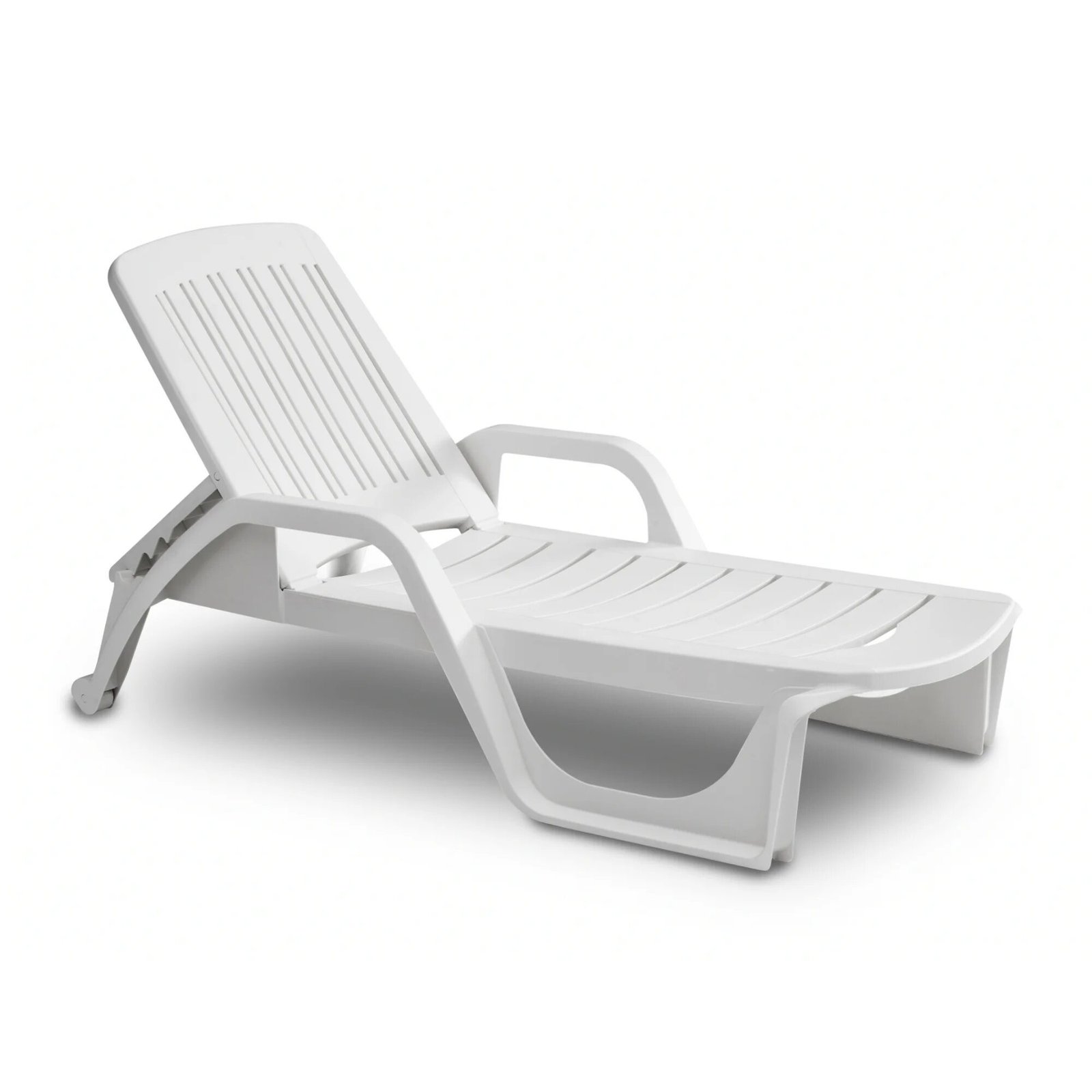 Sezlong de Plaja sau Gradina, reglabil, dimensiune 190 x 46 x 71 cm, material plastic, culoare Alb