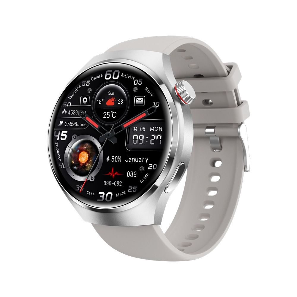 Smartwatch WRX GT4 PRO, Display 1.6″ AMOLED HD, Bluetooth 5.0, Incarcare Wifi, Rezistent la apa IP68, Apel HD, NFC Pay, Music Play, EKG, GPS, AI Voice Assistent, Blood Oxygen, Notificari Push, Remote Camera, Compatibil Android si IOS, Aluminiu, 47.6 x 12.9 mm, Alb