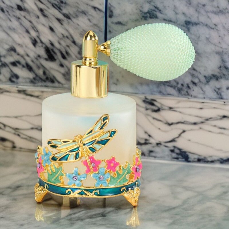 Sticla Vintage cu Pulverizator pentru Parfumuri, Model Floral cu Fluture, 50 ml