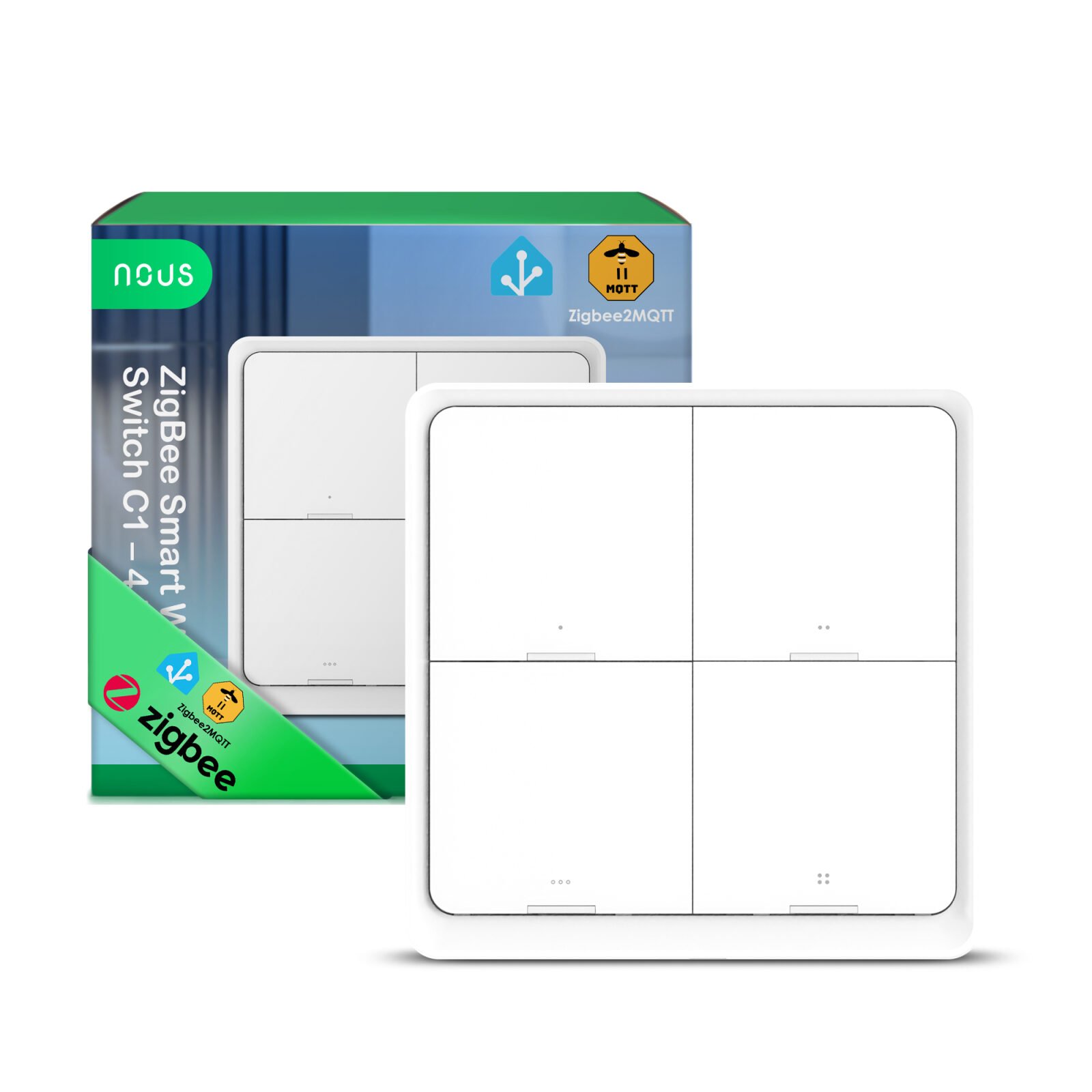 Telecomanda Smart NOUS C1 Zigbee, 4 butoane, control scene smart, wireless, compatibil Alexa Google Assistant