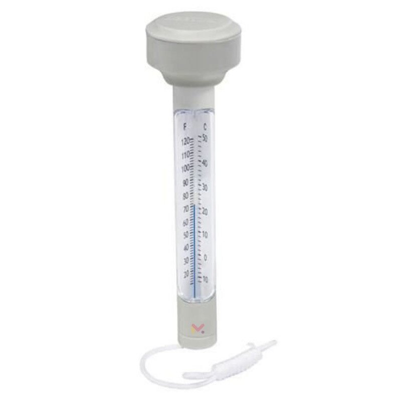 Termometru plutitor cu snur pentru masurarea temperaturii apei din piscine, 19 x 5 cm, Alb