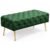 Taburet Monaco, tapitat cu catifea, tip banca, cu picioare metalice, 100x42x41 cm, verde