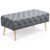 Taburet Monaco, tapitat cu catifea, tip banca, cu picioare metalice, 100x42x41 cm, gri