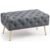 Taburet Madrid, tapitat cu catifea, tip banca, cu picioare metalice, 80x42x41 cm, gri