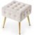 Taburet tapitat Quadra, velur, cu picioare metalice, 40x40x42 cm, bej