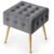 Taburet tapitat Quadra, velur, cu picioare metalice, 40x40x42 cm, gri