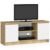 Comoda TV cu 2 usi si o polita, PAL laminat 16 mm, 120x40x55 cm, stejar artisan si alb