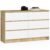 Comoda cu 6 sertare, PAL laminat, 120x40x77 cm, stejar artisan si alb
