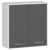 Dulap baie suspendat, cu 2 usi si 1 raft interior, PAL 16 mm, 60x23x60 cm, alb si gri