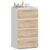 Comoda cu 4 sertare, PAL laminat 16mm, 40x35x74 cm, alb si stejar sonoma