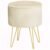 Taburet tapitat rotund Lili cu spatiu de depozitare, velur, 35x35x45 cm, crem