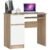 Birou computer PIKSEL, cu sertar, dulap si raft pentru tastatura, stanga, 90x50x77 cm, stejar sonoma si alb