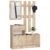 Set mobilier hol cu pantofar, oglinda, sertar si cuier metalic, PAL laminat, 90x25x170 cm, stejar sonoma