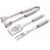Set 3 ustensile pentru gratar din otel inoxidabil, spatula, furculita si cleste, cu husa
