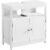 VASAGLE Dulap baie 60x30x60 cm, 2 usi, compartiment deschis, stil scandinav, alb mat