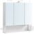 VASAGLE Dulap de baie de perete, 3 usi cu oglinda, compartiment deschis, 15x70x70cm, alb