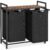 VASAGLE Cos de rufe, 2 compartimente, saci de rufe detasabili, raft, cadru metalic, 2x46L, 73x33x72 cm, maro rustic si negru