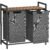 VASAGLE Cos de rufe, 2 compartimente, saci de rufe detasabili, raft, cadru metalic, 2x46L, 73x33x72 cm, maro rustic si gri