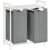 VASAGLE Cos de rufe, 2 compartimente, saci de rufe detasabili, raft, cadru metalic, 2x46L, 73x33x72 cm, alb si gri deschis