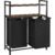VASAGLE Cos de rufe, cu 2 saci detasabili, 2 rafturi, capacitate de 46L per sac, 73x33x72cm , maro rustic si negru