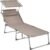 SONGMICS Sezlong pliabil, cu parasolar si tetiera, spatar reglabil in 4 pozitii, maxim 150kg, 200x71x38 cm, taupe