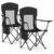SONGMICS Set 2 scaune pliabile camping cu spatar inalt si suport bauturi, husa transport, 150 kg, 52x87x97 cm, negru
