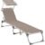 SONGMICS Sezlong pliabil, cu parasolar, spatar reglabil in 5 pozitii, maxim 150kg, 193x55x31cm, taupe