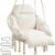 SONGMICS Scaun suspendat tip hamac cu perna groasa, stil scandinav, cadru metalic, include lant si carabiniera, 120 kg, crem