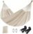 SONGMICS Hamac dublu 210×150 cm, bumbac, portabil cu chingi si carabiniere, bej