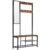 VASAGLE Cuier pentru hol cu oglinda si 9 carlige detasabile, structura metalica, stil industrial, 98x36x185 cm, maro rustic