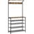 VASAGLE Cuier de hol cu depozitare pentru pantofi, 5 niveluri, 5 carlige duble, raft, 80x31x183cm, industrial, maro rustic si negru