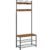 VASAGLE Cuier pentru haine cu banc de depozitare a pantofilor, cadru din otel, 32x70x177cm, industrial, maro rustic si negru