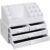 SONGMICS Organizator de cosmetice, cu 4 sertare si 16 compartimente de diferite dimensiuni, 24x14x19cm, alb