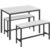VASAGLE Masa de bar cu 2 banci, design industrial, 110x70x75 cm, alb marmura