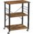 VASAGLE Raft de bucatarie pe roti, carucior de servire cu 3 rafturi, cadru metalic, 40x60x89cm design industrial, maro rustic