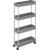 SONGMICS Carucior de depozitare pe roti, pentru bucatarie sau baie, din plastic, cu 4 nivele, 40x13x88cm, gri