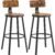 VASAGLE Set de 2 scaune de bar inalte cu spatar, cadru din otel, industrial, 54x99cm, maro rustic