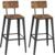 VASAGLE Set 2 scaune de bar, inalte cu spatar, industrial, 45x45x102cm, maro rustic si negru