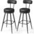 VASAGLE set 2 scaune de bar rotative 360°, cu spatar, inaltime 101 cm, piele sintetica, cadru otel, stil modern, negru