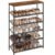 VASAGLE Etajera pantofi 6 niveluri, rafturi metalice reglabile, blat din PAL, stil industrial, 75x28x114 cm, maro rustic