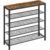 VASAGLE Raft de pantofi, cu 4 rafturi din plasa, cadru din otel, industrial, 30x100x92cm, maro rustic si negru